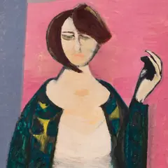Valdur Ohakas, Naine klaasiga, 1967, Õli, papp