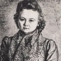 Eduard Wiiralt, Tütarlaps kirju salliga, 1941, Kuivnõel