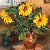 Lydia Mei, Päevalilled kannus, 1947, Õli, lõuend