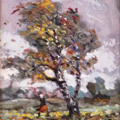 Eduard Kutsar, Tuuline päev, 1950, Tempera, guašš, papp