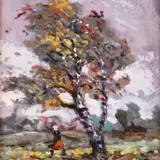 Eduard Kutsar, Tuuline päev, 1950, Tempera, guašš, papp