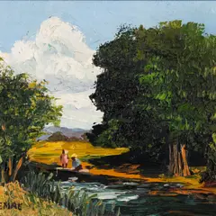 Boris Ninemäe, Väikese õega kalal, 1960ndad, Õli, lõuend