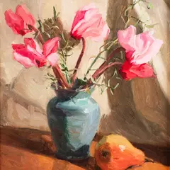 Märt Bormeister, Alpikannid pirniga, 1952, Õli, papp