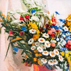 Viktor Leškin, Põllulilled, 1988, Õli, lõuend