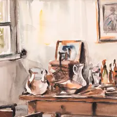 Lydia Mei, Laud ateljees, 1960, Akvarell