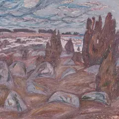 Uno Roosvalt, Rannamaastik, 1968, Pastell, paber