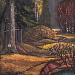 Varmo Pirk, Sügisene mets, 1964, Õli, papp