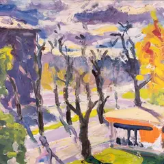 Jaan Toomik, Kaarli puiestee, 1984, Õli, kartong