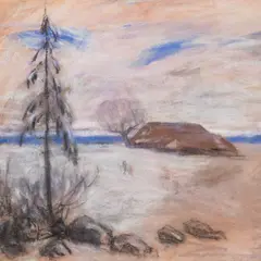 Ants Laikmaa, Talvine maastik, 1920ndad, Pastell, paber