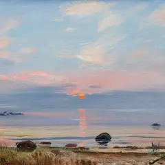 Evald Okas, Loojuv päike, 1952, Õli, vineer