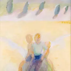 Peeter Mudist, Lapsed, kivid ja kadakad, 1990, Õli, lõuend