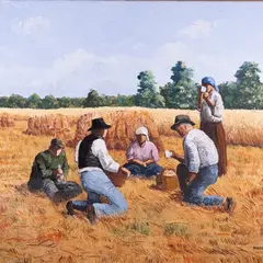 Boris Ninemäe, Kohvipaus viljalõikusel, 1980ndad, Õli, lõuend