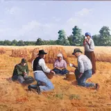 Boris Ninemäe, Kohvipaus viljalõikusel, 1980ndad, Õli, lõuend