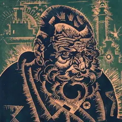 Eduard Wiiralt, Vanamees, 1920, Värviline linoollõige