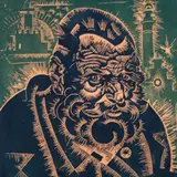 Eduard Wiiralt, Vanamees, 1920, Värviline linoollõige