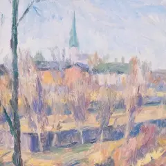 Herman Talvik, Viljandi vaade kirikutorniga, 1930ndad, Õli, lõuend