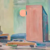 Lembit Saarts, Äärelinn, 1975, Õli, papp