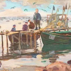 Richard Sagrits, Karepa kalasadamas, 1949, Õli, paber papil