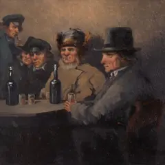 Oskar Hoffmann, Kõrtsilauas, 1888, Õli, puitplaat