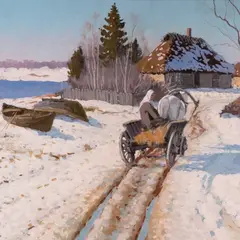Andrei Jegorov, Tüdruk hobuvankriga, 1930ndad, Tempera