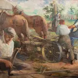 August Luiga, Heinategu, 1947, Õli, lõuend