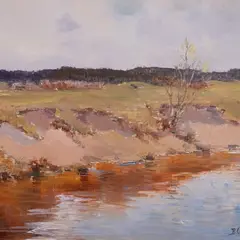 Boris Ottenberg, Jõekallas, 1945, Õli, masoniit