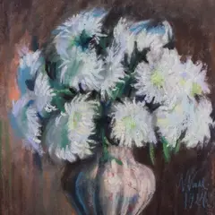 Nikolai Kull, Krüsanteemid, 1924, Pastell