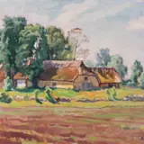 August Jansen, Maastik taluga, 1940ndad, Õli, vineer