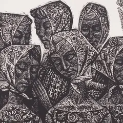 Herald Eelma, Tüdrukud II, 1965, Linoollõige