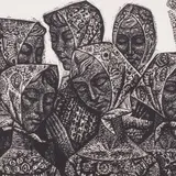 Herald Eelma, Tüdrukud II, 1965, Linoollõige