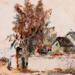 Jaan Grünberg, Maastik majadega, 1938, Monotüüpia