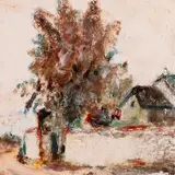 Jaan Grünberg, Maastik majadega, 1938, Monotüüpia