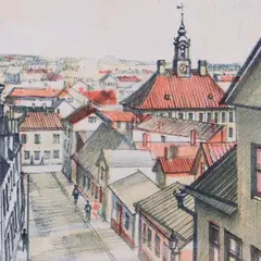 Erich Pehap, Lossi tänav Tartus, 1977, Litograafia