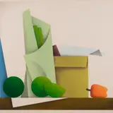 Avo Keerend, Kompositsioon kolme rohelise viljaga, 1985, Linoollõige