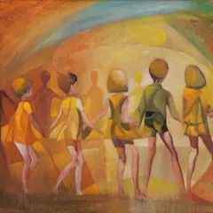 Edgar Valter, Ringmäng, 1969, Õli, tempera, papp
