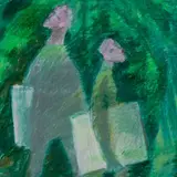 Ilmar Torn, Kunstnikud metsas, 1976, Õlipastell, paber