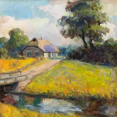 Märt Bormeister, Maastik taluga, 1982, Õli, masoniit