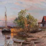 Karl Alexander von Winkler, Vaade paadisadamale, 1911, Õli, lõuend