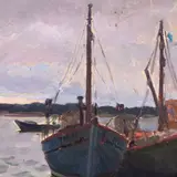 Rein Raamat, Sadamas, 1961, Õli, kartong