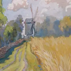Roman Nyman, Maastik veskiga, 1930ndad, Akvarell, guašš, papp