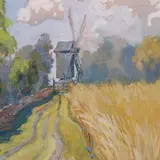 Roman Nyman, Maastik veskiga, 1930ndad, Akvarell, guašš, papp