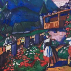 Nikolai Kull, Alpi mägiküla stseen, 1922, Vesiliimvärv, lõuend