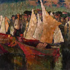 Konstantin Süvalo, Sadamavaade, 1923, Õli, papp