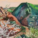 Edmond Arnold Blumenfeldt, Maastik õitsvate puudega, 1935, Akvarell, guašš, paber