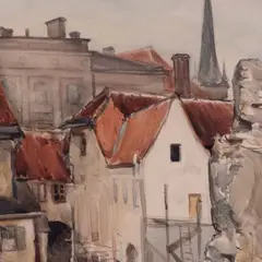 Evi Tihemets, Vanalinna vaade, 1962, Akvarell