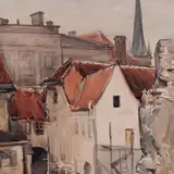 Evi Tihemets, Vanalinna vaade, 1962, Akvarell
