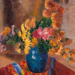 Kristjan Teder, Lilled sinise vaasiga, 1934, Õli, lõuend