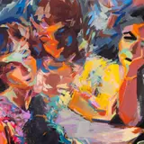 August Luiga, Kolm naist, 1963, Tempera, papp