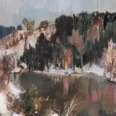 Hugo Lepik, Talvine maastik, 1950ndad, Õli, lõuend