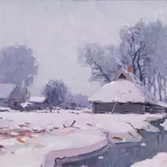 Richard Uutmaa, Talvine maastik, 1958, Õli, papp